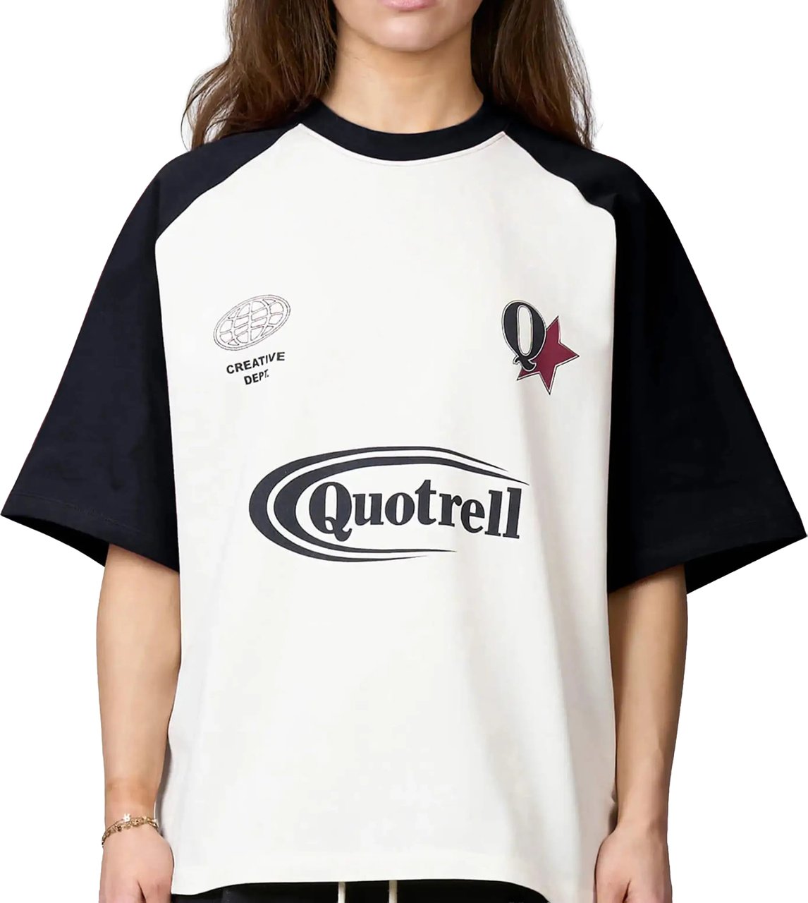 Quotrell Emilio Boxy Tee | White/black Wit