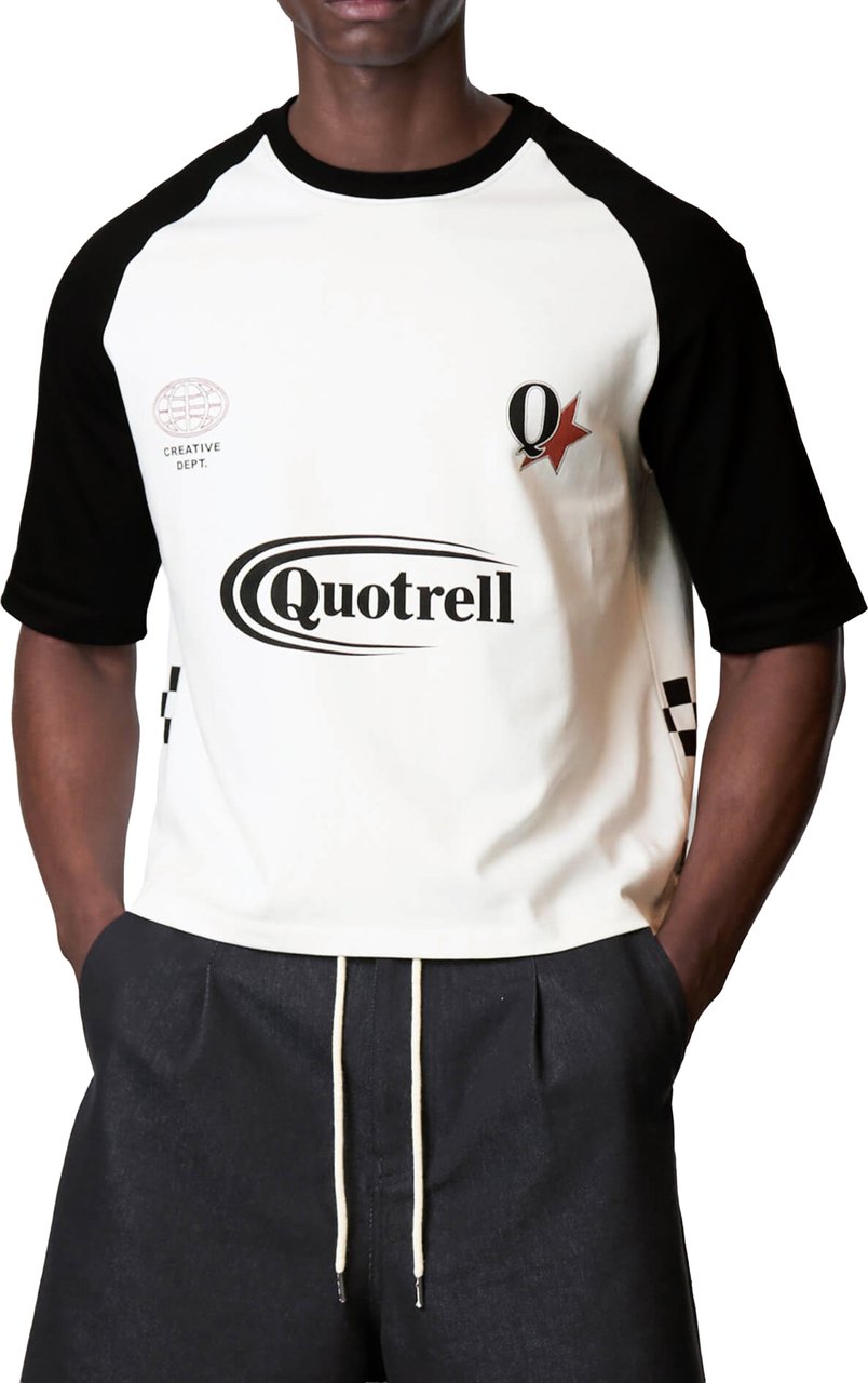 Quotrell Emilio Boxy Tee | White/black Wit