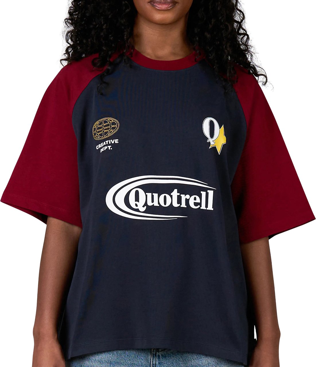 Quotrell Emilio Boxy Tee | Navy/red Navy