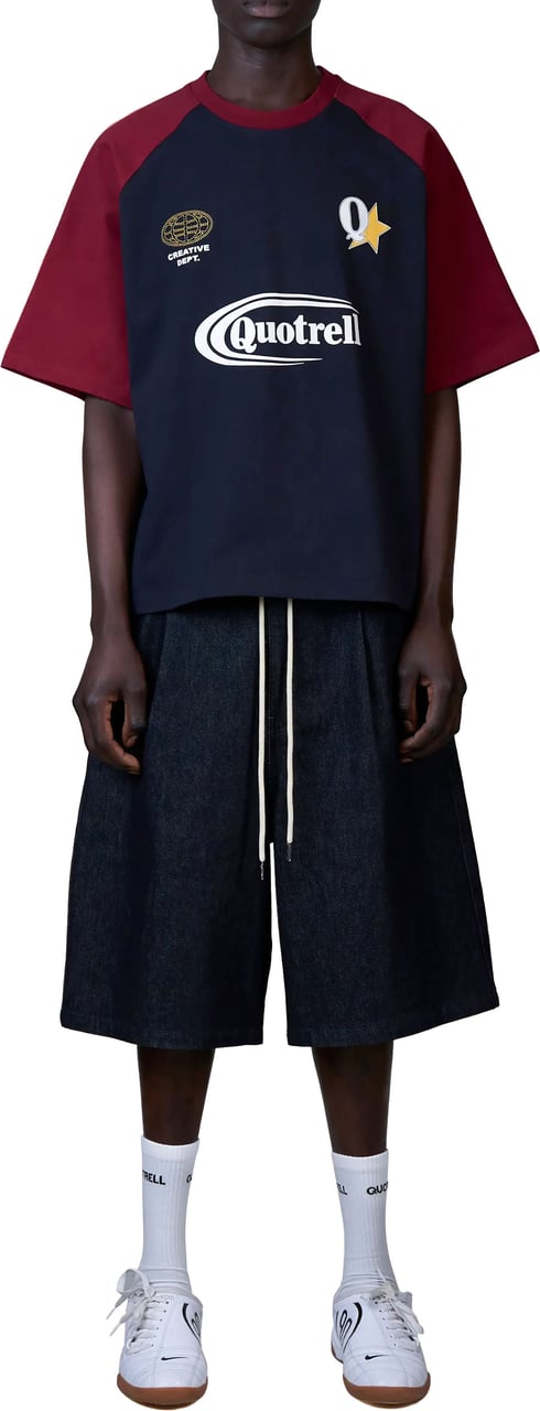 Quotrell Emilio Boxy Tee | Navy/red Navy