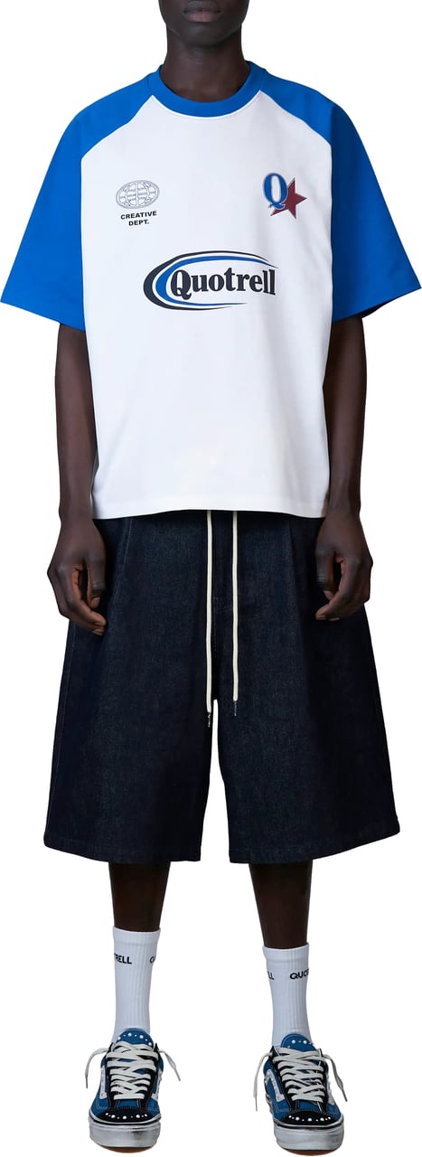 Quotrell Emilio Boxy Tee | Blue/white Blauw