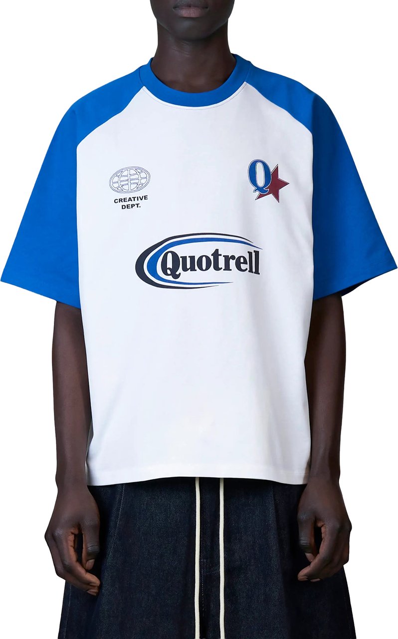 Quotrell Emilio Boxy Tee | Blue/white Blauw