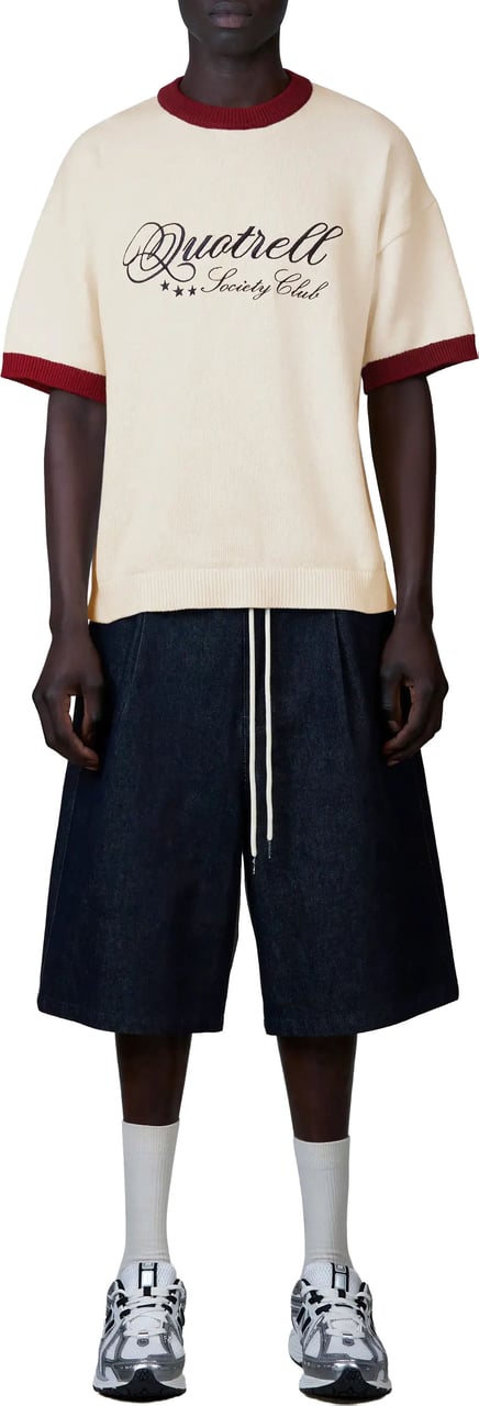 Quotrell Sal Knitted Tee | Creme/red Beige