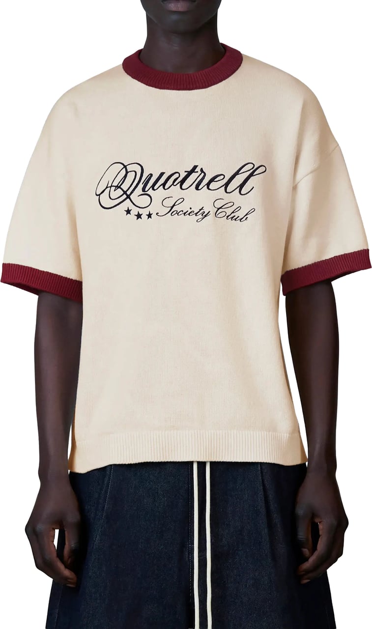 Quotrell Sal Knitted Tee | Creme/red Beige