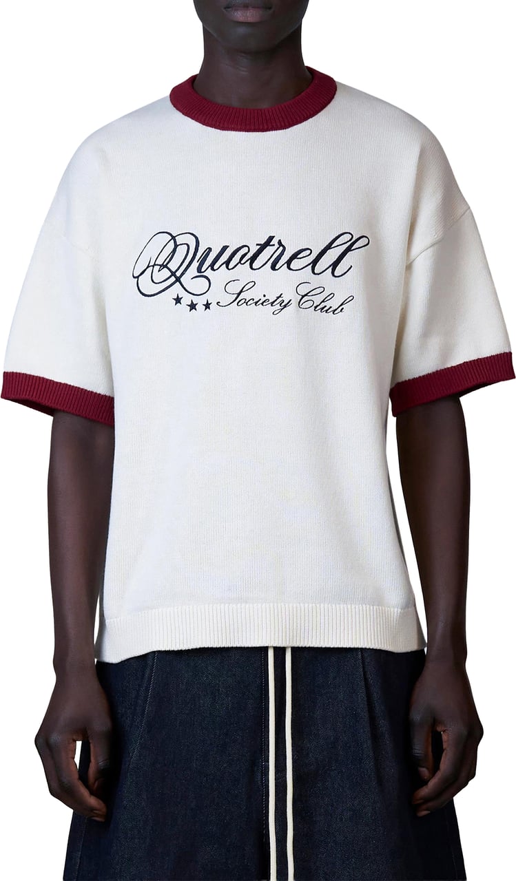 Quotrell Sal Knitted Tee | Creme/red Beige