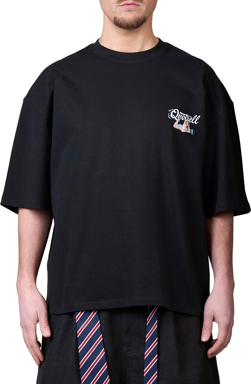 Quotrell Pin Up Tee | Black/white Zwart