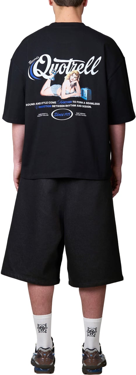 Quotrell Pin Up Tee | Black/white Zwart