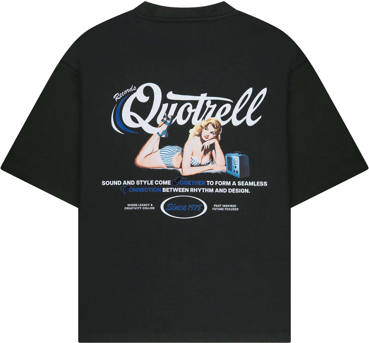 Quotrell Pin Up Tee | Black/white Zwart