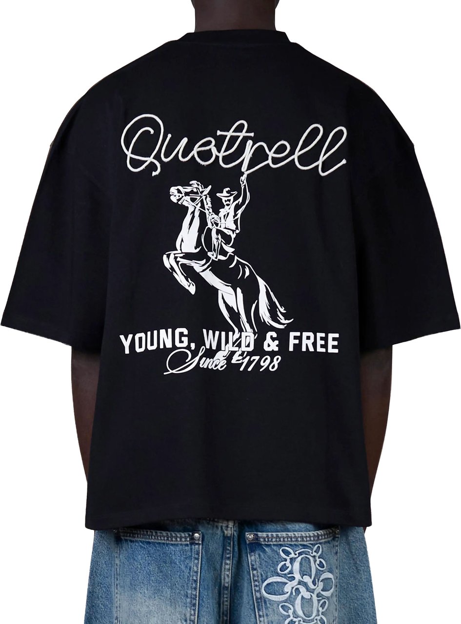 Quotrell Lasso Tee | Black/white Zwart