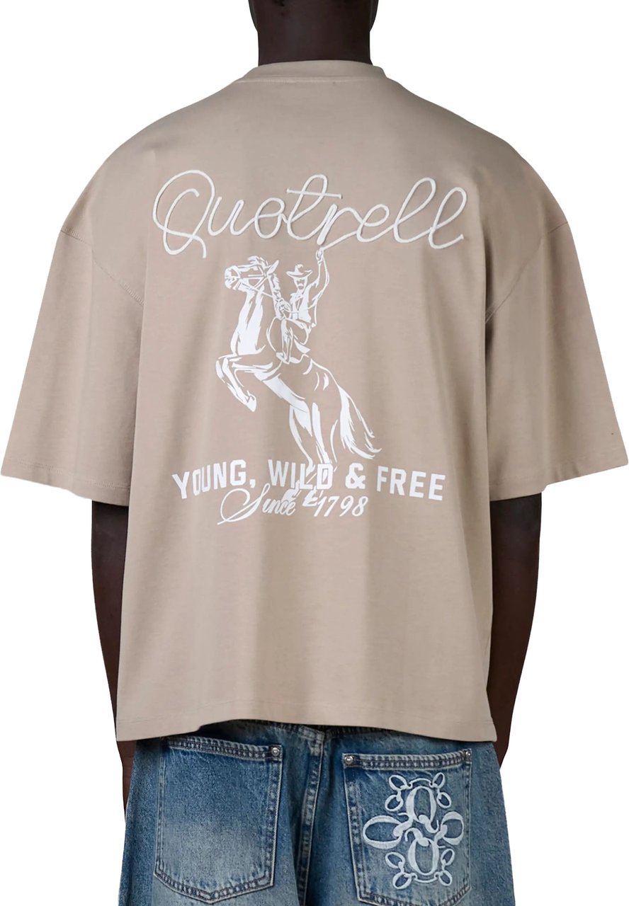Quotrell Lasso Tee | Greige/white Grijs