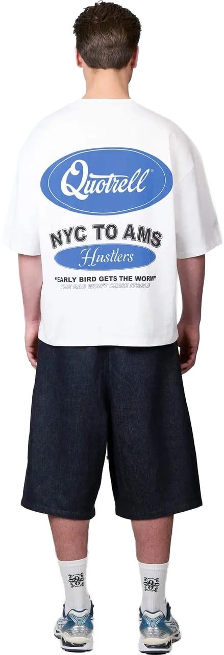 Quotrell Hustlers Tee | White/blue Wit