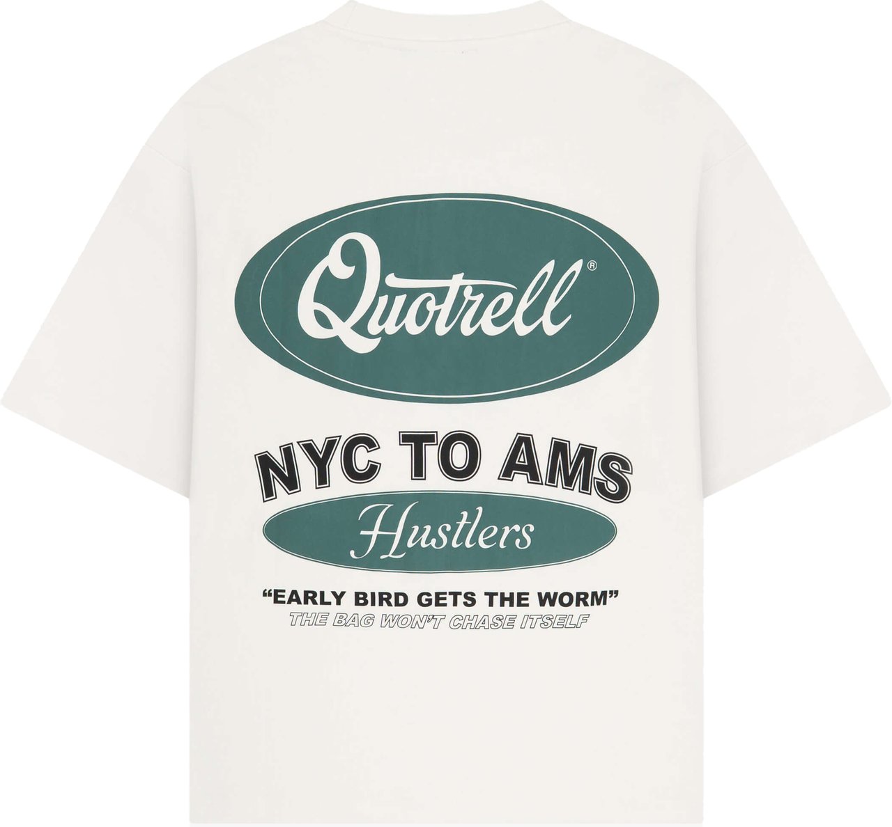 Quotrell Hustlers Tee | Off White/teal Wit