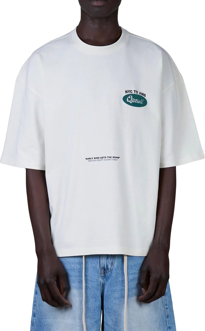 Quotrell Hustlers Tee | Off White/teal Wit