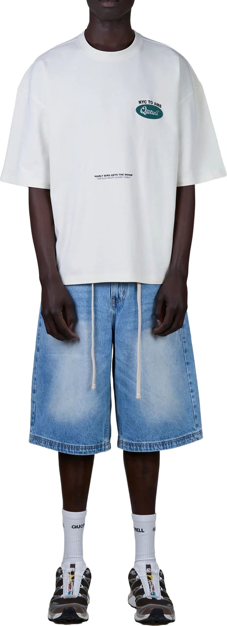 Quotrell Hustlers Tee | Off White/teal Wit