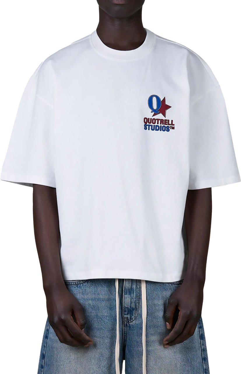 Quotrell Carmine Tee | White/blue Wit