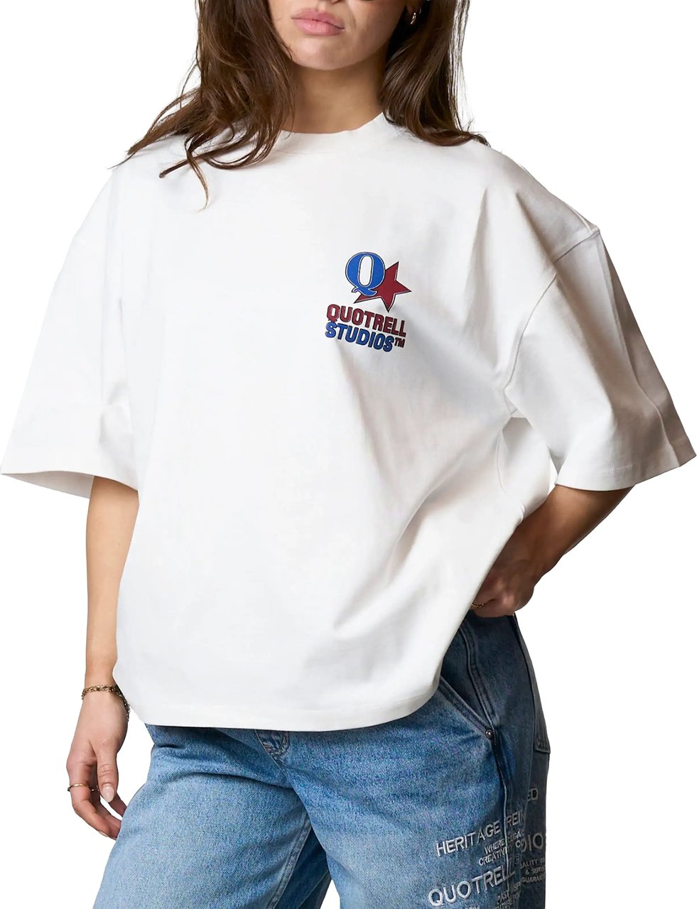 Quotrell Carmine Tee | White/blue Wit