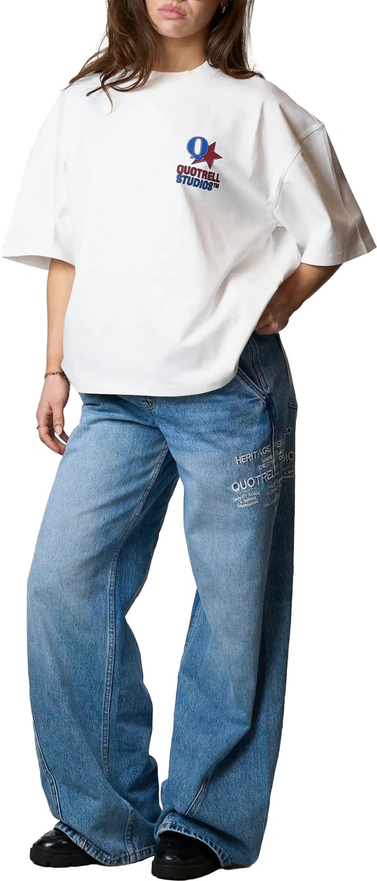 Quotrell Carmine Tee | White/blue Wit