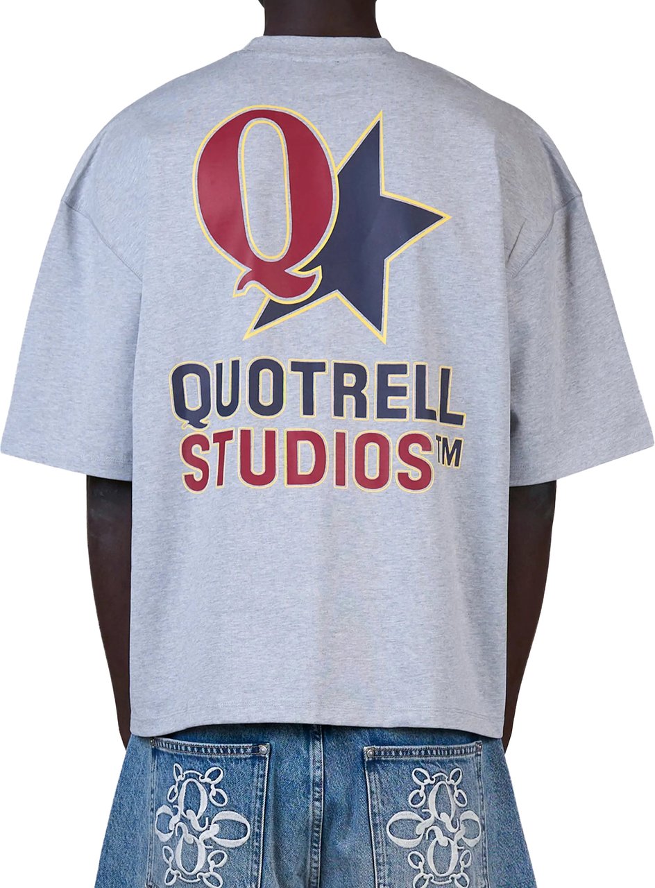 Quotrell Carmine Tee | Grey Melee/navy Grijs