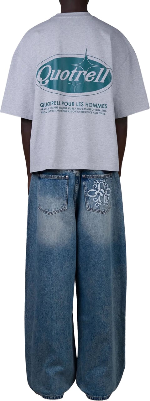 Quotrell Santiago Tee | Grey Melee/teal Grijs