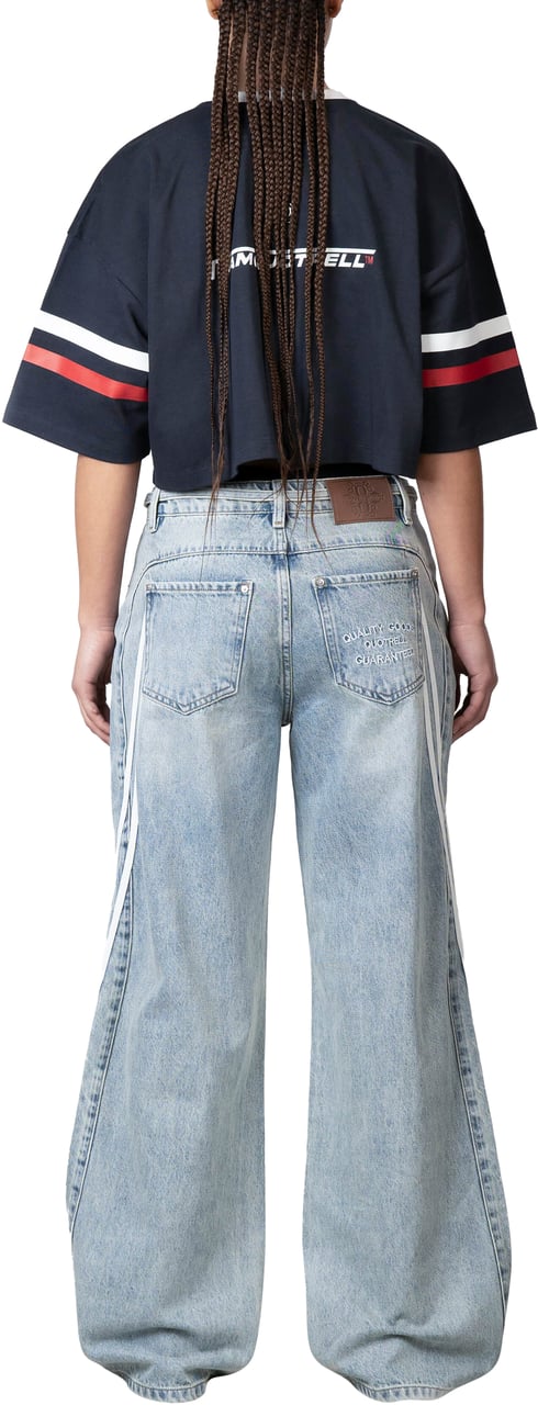 Quotrell Zia Cropped Tee | Navy/white Blauw