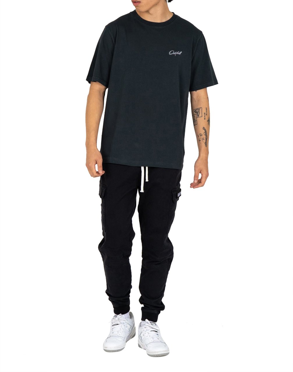 Quotrell Bologna T-shirt | Anthracite/white Zwart