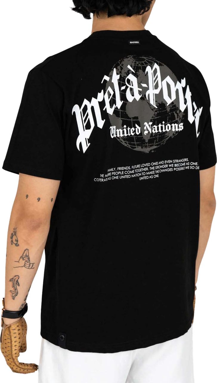 Quotrell Global Unity T-shirt | Black/white Zwart