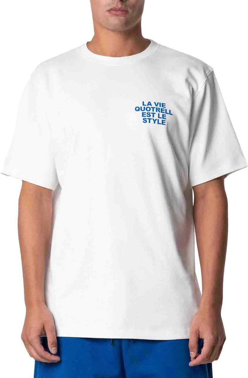 Quotrell La Vie T-shirt | White/cobalt Groen