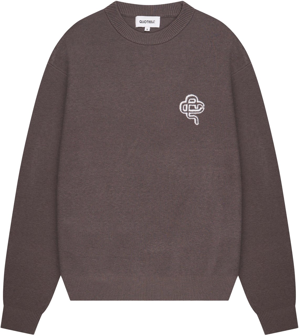 Quotrell Flo Knitted Crewneck | Cool Brown/off White Bruin