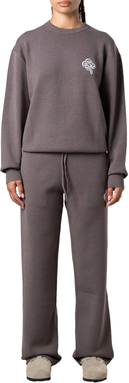 Quotrell Flo Knitted Crewneck | Cool Brown/off White Bruin