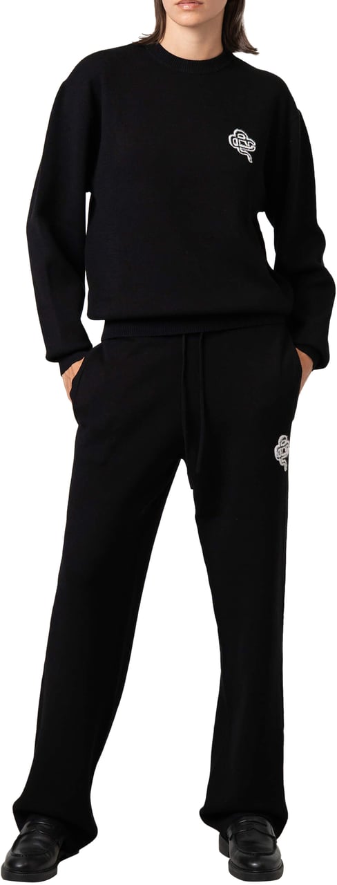 Quotrell Flo Knitted Crewneck | Black/off White Zwart