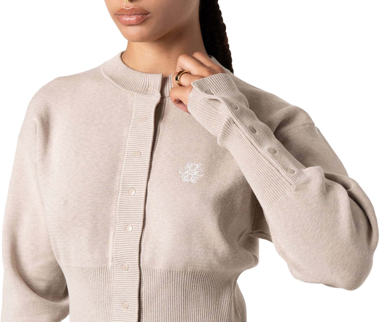 Quotrell Chloe Knitted Cardigan | Beige Melee/off Whit Beige