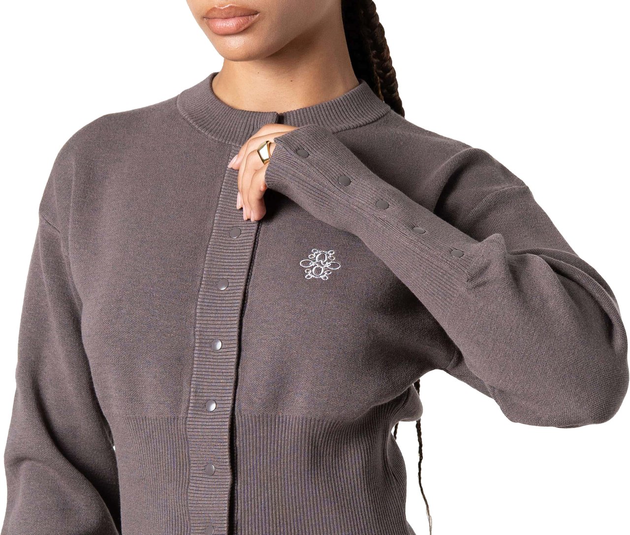 Quotrell Chloe Knitted Cardigan | Brown/off White Bruin