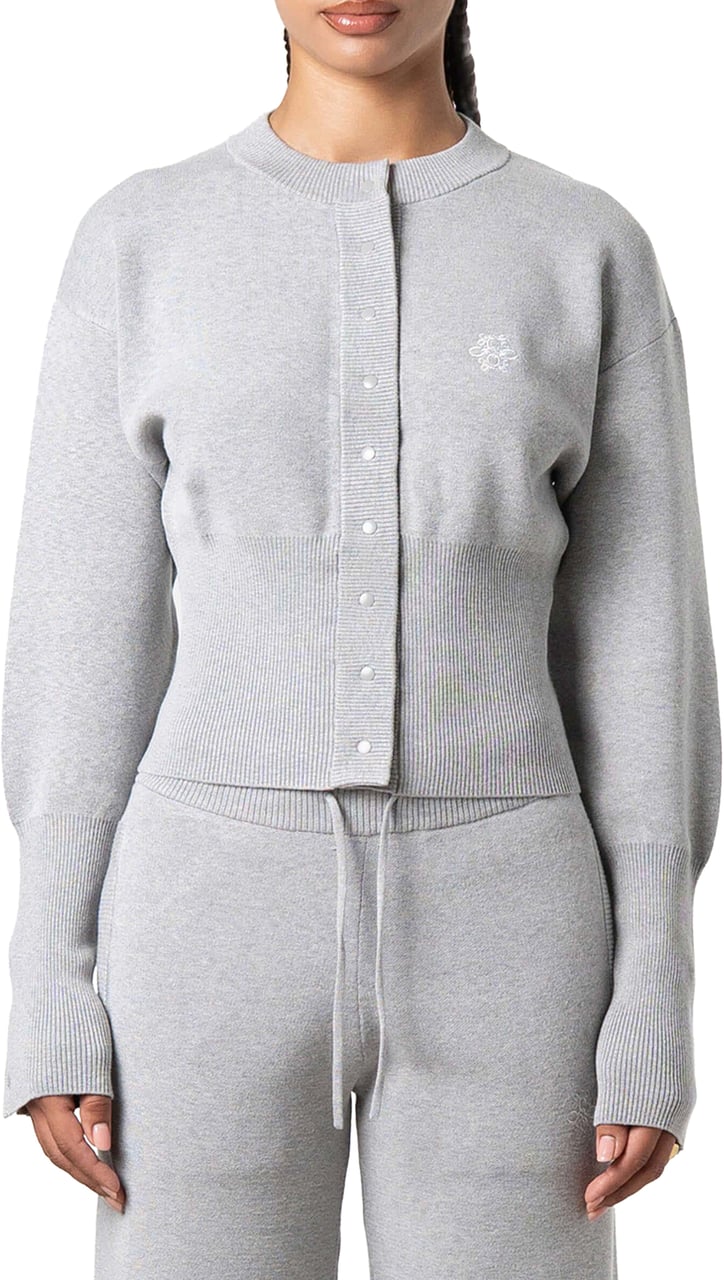Quotrell Chloe Knitted Cardigan | Grey Melee/white Grijs