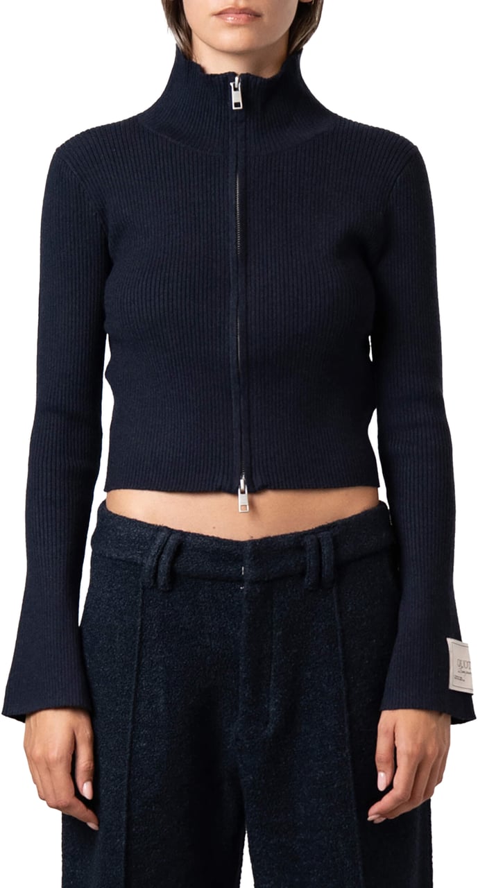 Quotrell Fede Knitted Zip | Navy Blauw