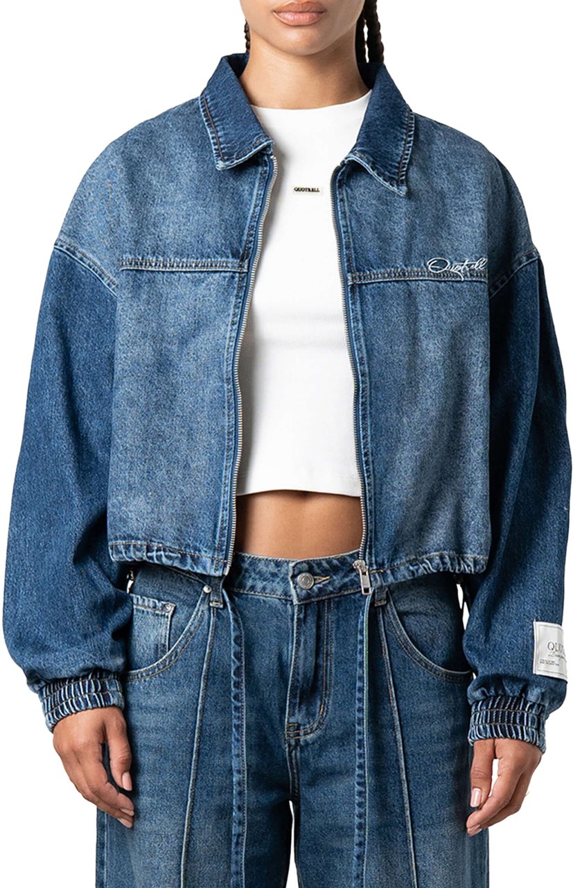 Quotrell Jane Cropped Jacket | Washed Blue Blauw
