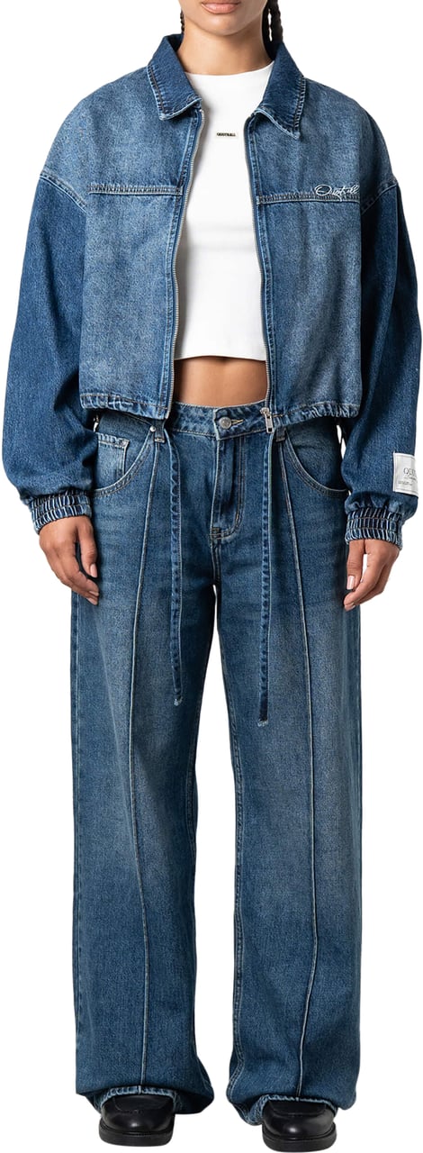 Quotrell Jane Cropped Jacket | Washed Blue Blauw