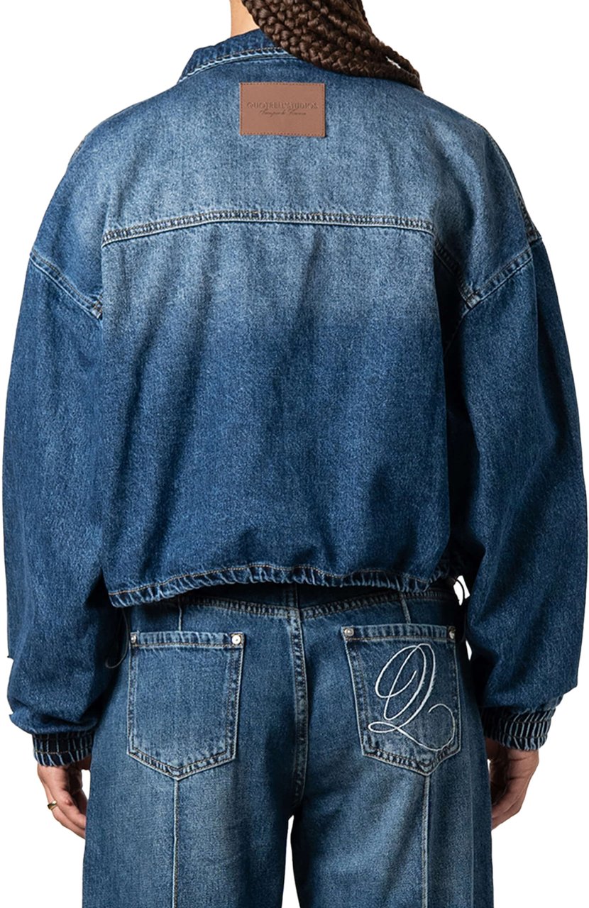 Quotrell Jane Cropped Jacket | Washed Blue Blauw