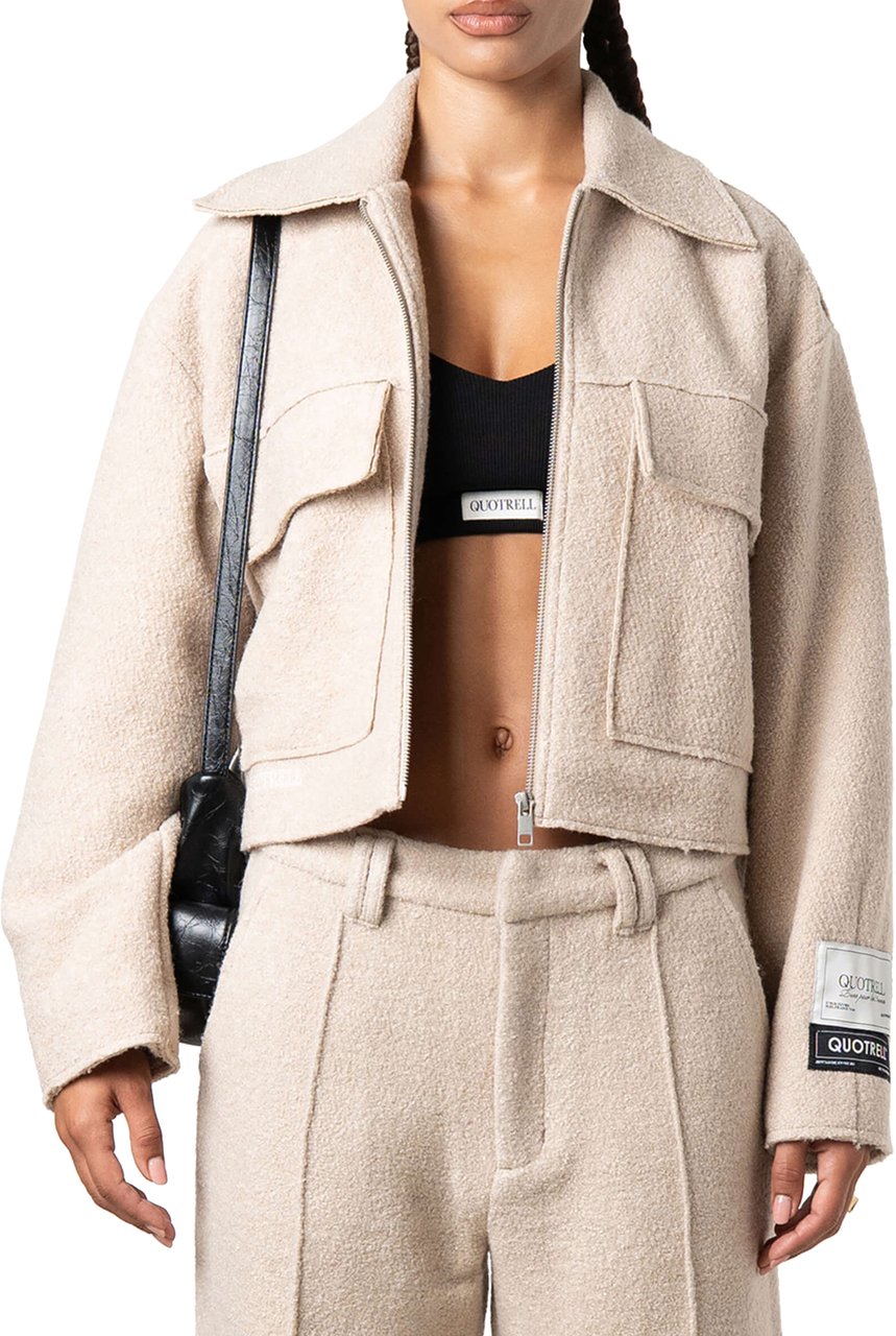 Quotrell Layla Cropped Jacket | Beige Beige