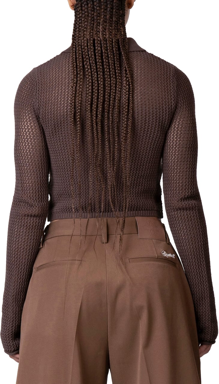 Quotrell Gia Knitted Zip Top | Brown Bruin