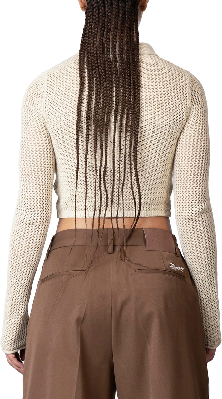 Quotrell Gia Knitted Zip Top | Ecru Beige