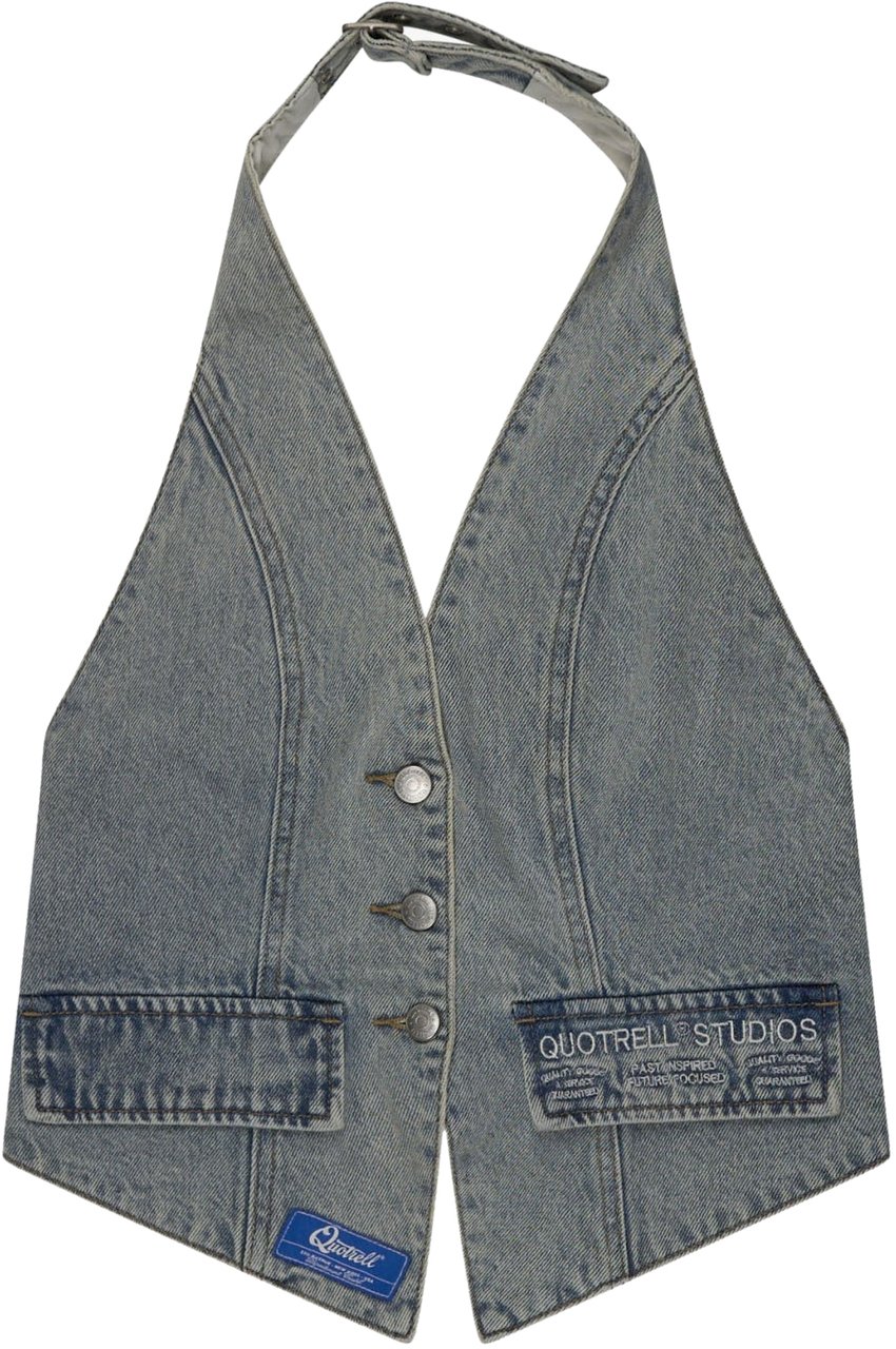 Quotrell Jax Denim Top | Light Blue Blauw