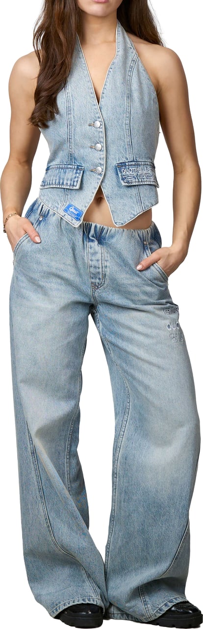 Quotrell Jax Denim Top | Light Blue Blauw