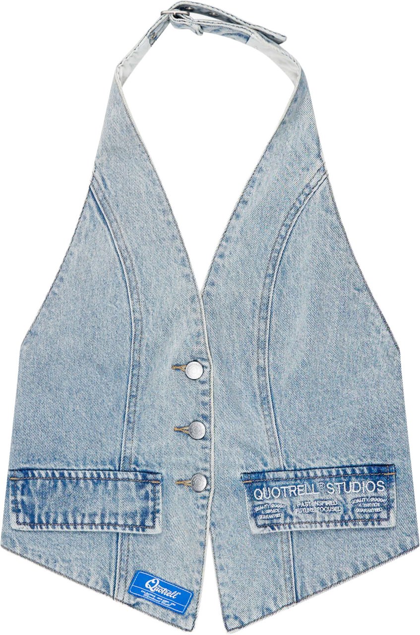 Quotrell Jax Denim Top | Light Blue Blauw