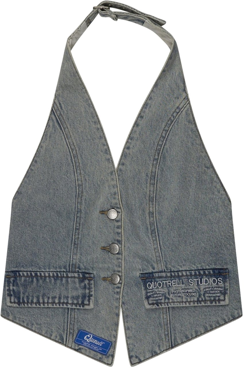 Quotrell Jax Denim Top | Light Blue Blauw