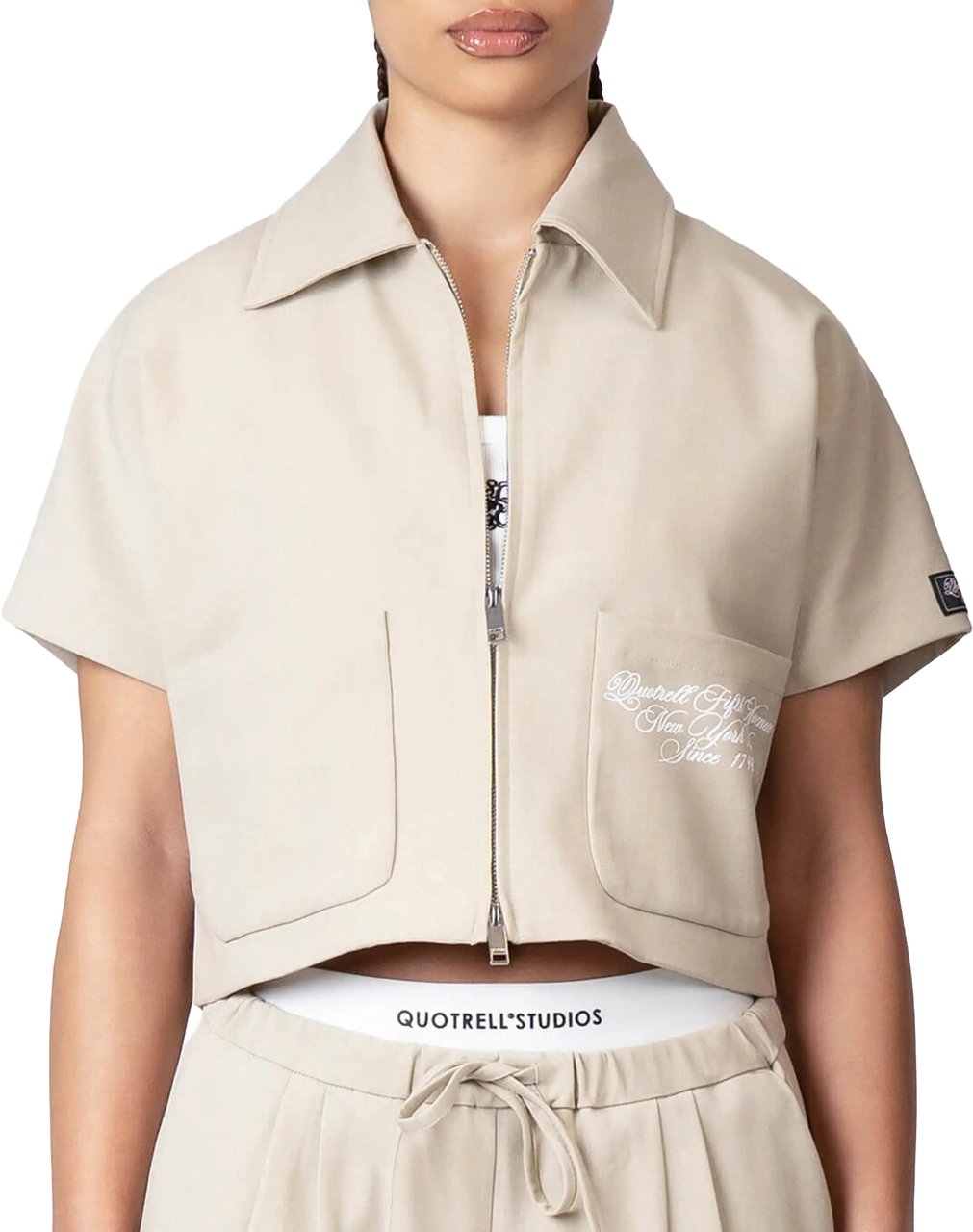 Quotrell Rae Zip Top | Beige Beige