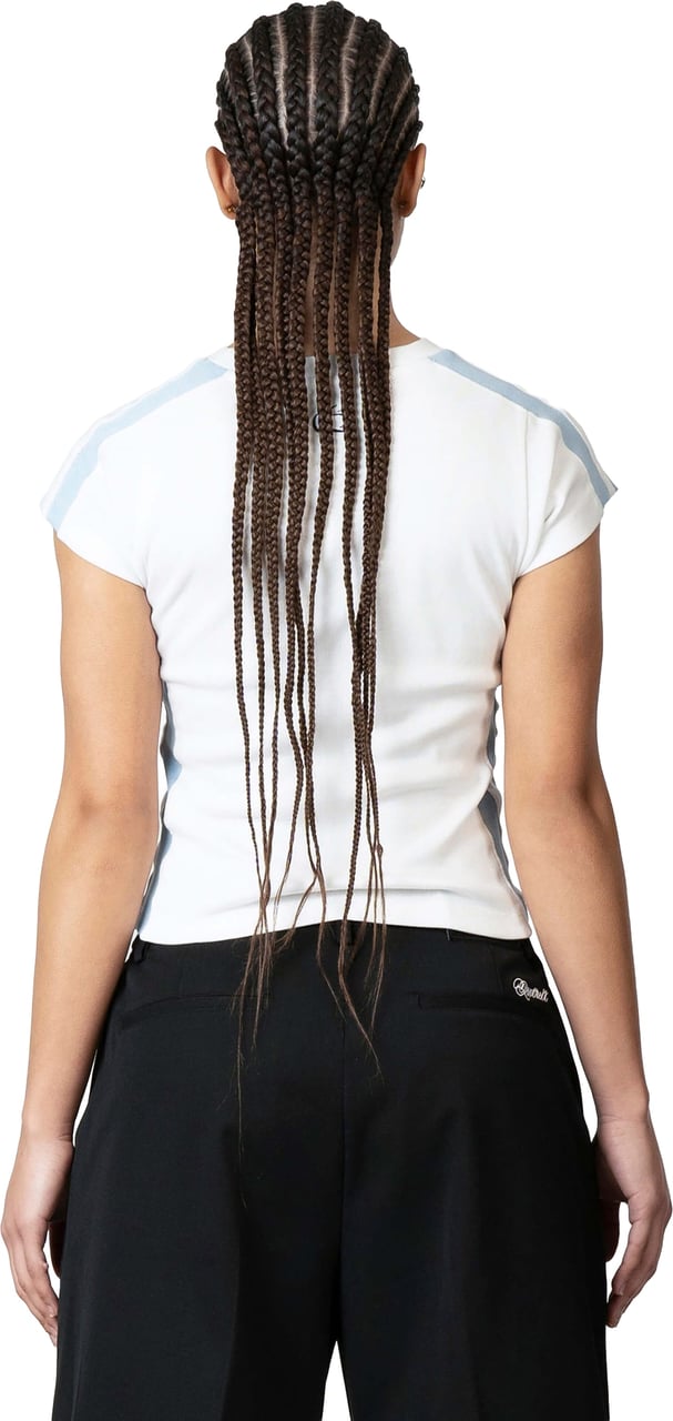 Quotrell Nessa Top | White/light Blue Zwart