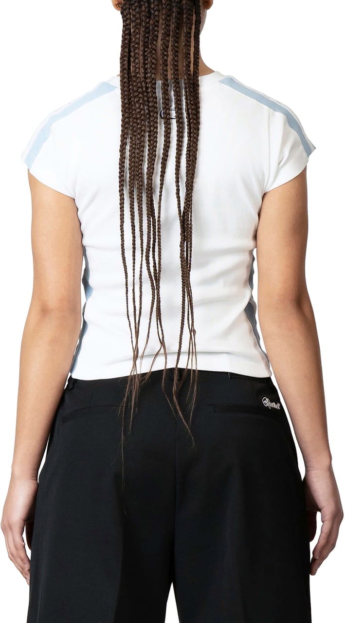 Quotrell Nessa Top | White/light Blue Zwart