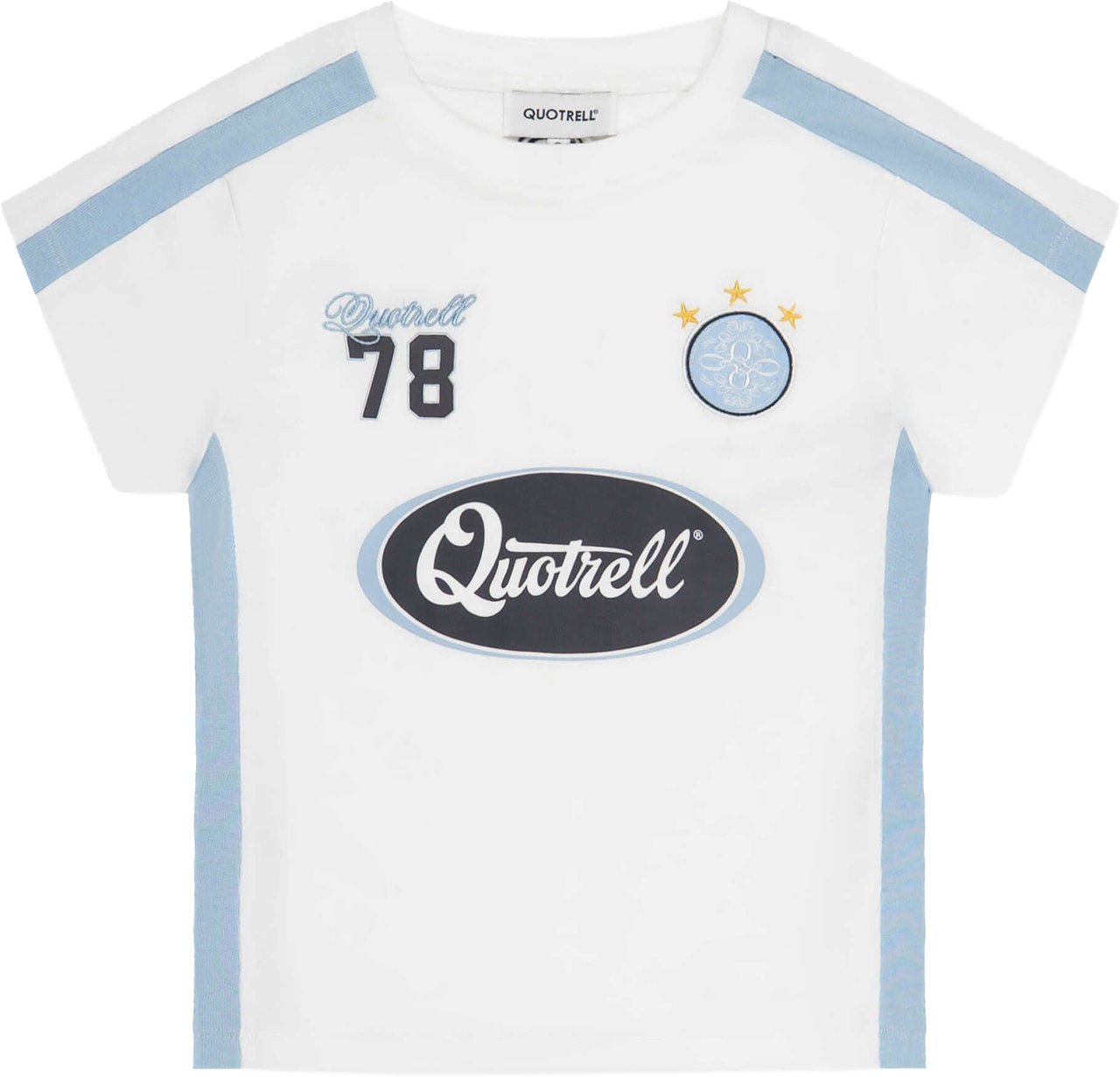 Quotrell Nessa Top | White/light Blue Zwart