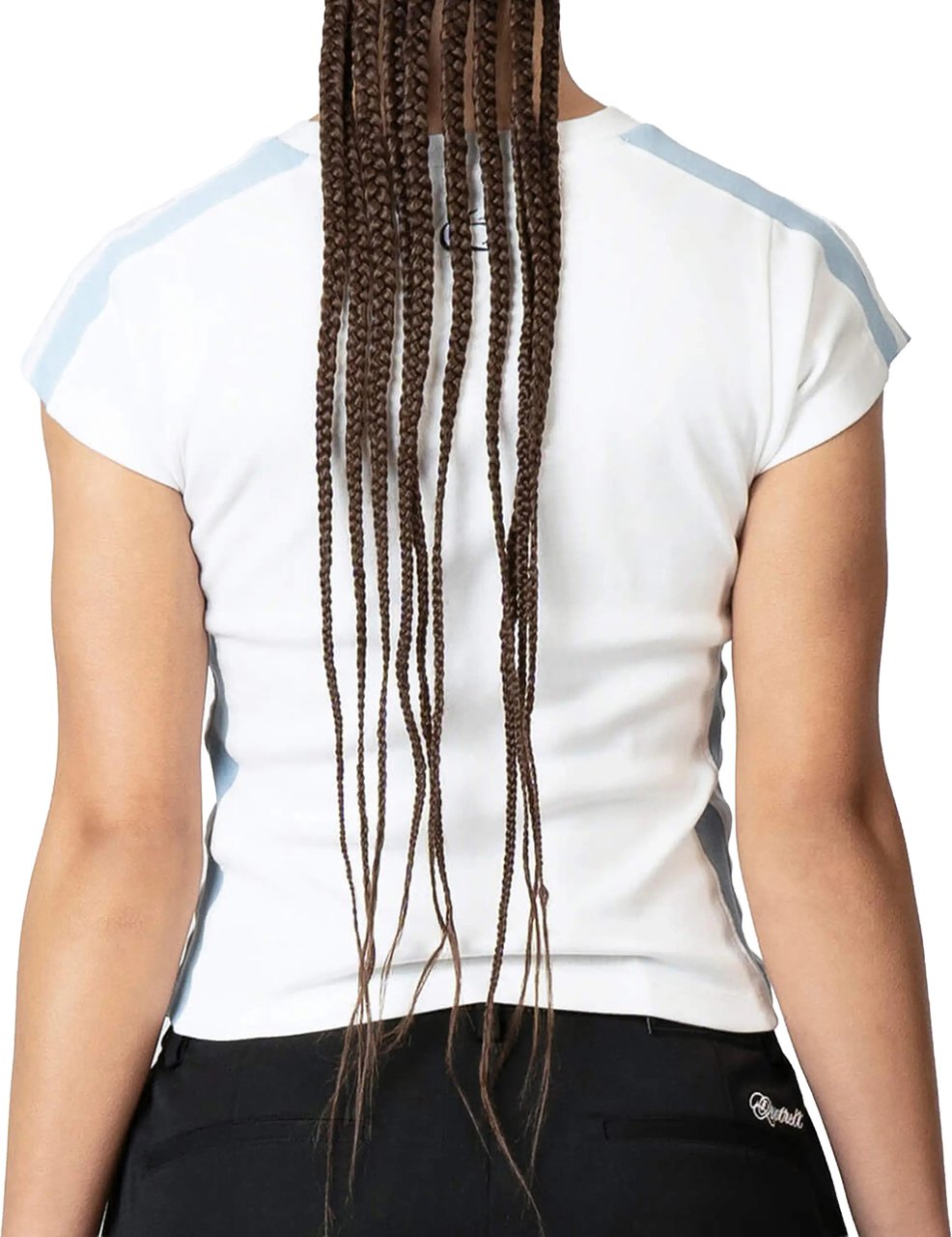 Quotrell Nessa Top | White/light Blue Zwart
