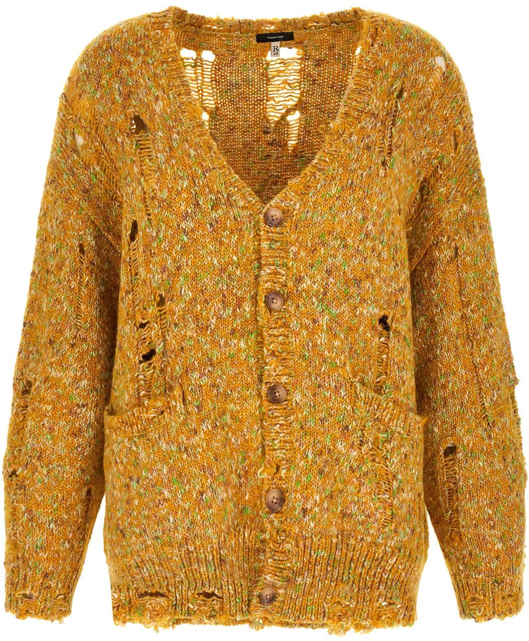 R13 Bicolor Alpaca Leather Cardigan Geel
